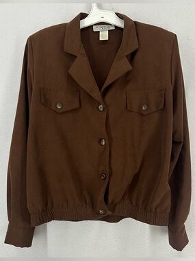 Kensington Square‎ Vintage Brown Button Front Lightweight Jacket Women’s Small